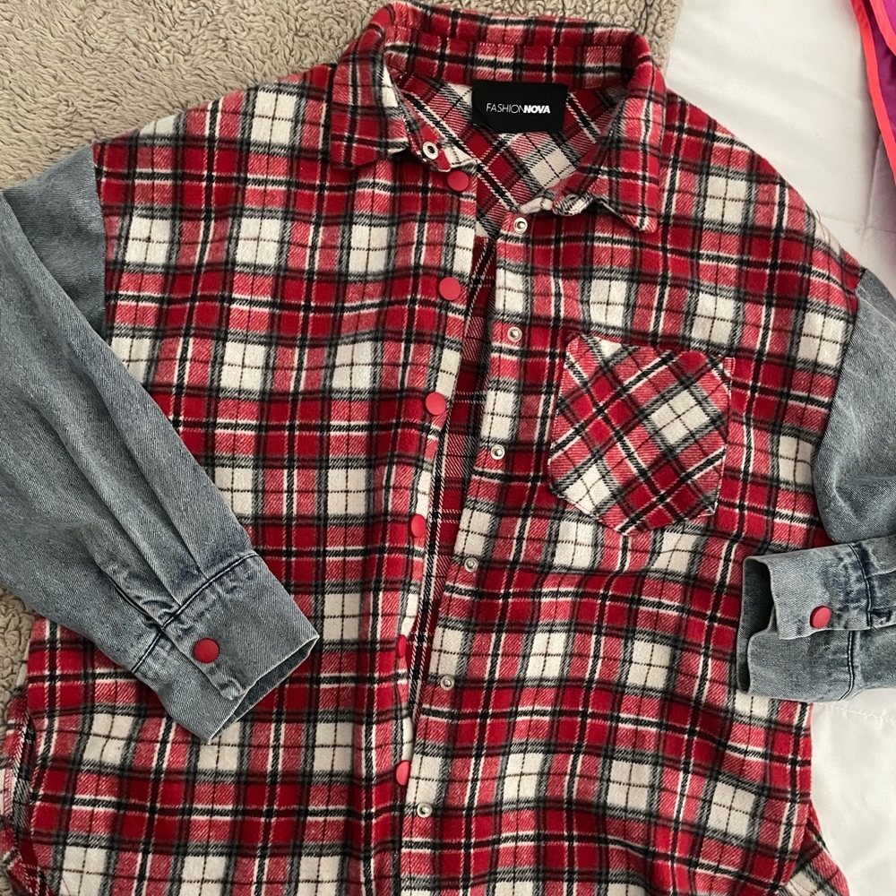 Fashion nova plaid denim jacket
